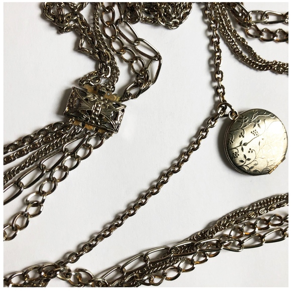Locket Multi Chain Necklace Silver - Picture 3 of 5
